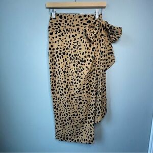 Lulu's Statement-Maker Tan Animal Print Wrap Midi Skirt (S)